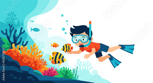 Underwater Adventure With Colorful Fish Illustration on Adobe Stock