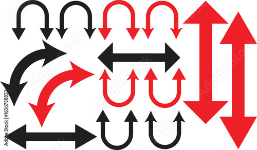 Dual semi icon. Dual arrow. Double ended arrow icon. Dual semi circle arrow sign vector illustration.