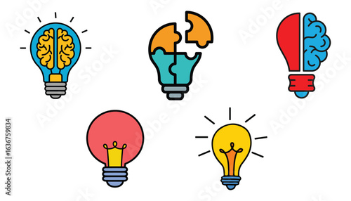 Creative brainstorming and idea generation lightbulb concepts