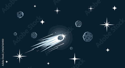 Spectacular Comet Trailing Light in the Vastness of the Universe Display