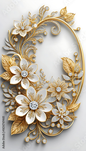 Elegant Floral Design with Diamonds 6.