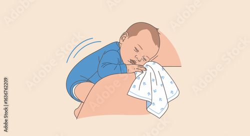 Sweet Slumber A Newborn Baby Peacefully Asleep on Mother's Shoulder Comfort