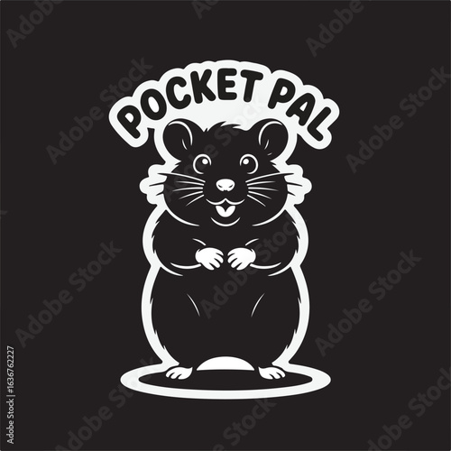 Cute Black Hamster Silhouette Sticker – Playful ‘Pocket Pal’ Vector Illustration