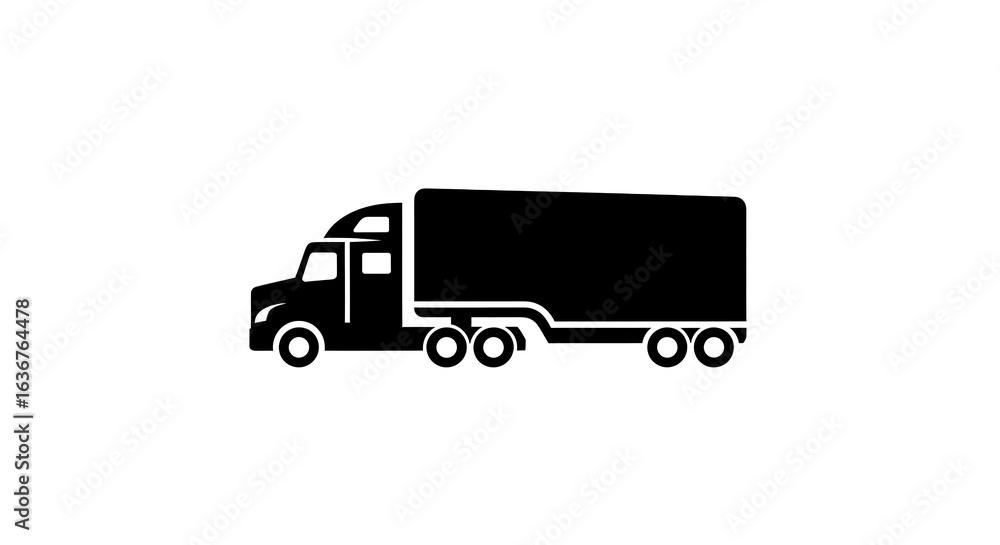 Black Truck Icon Transporting Cargo and Logistics Goods for Shipping Black Truck Icon Transporting Cargo and Logistics Goods for Shipping