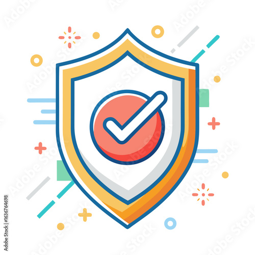 Minimal Shield with Checkmark Vector Icon for Protection