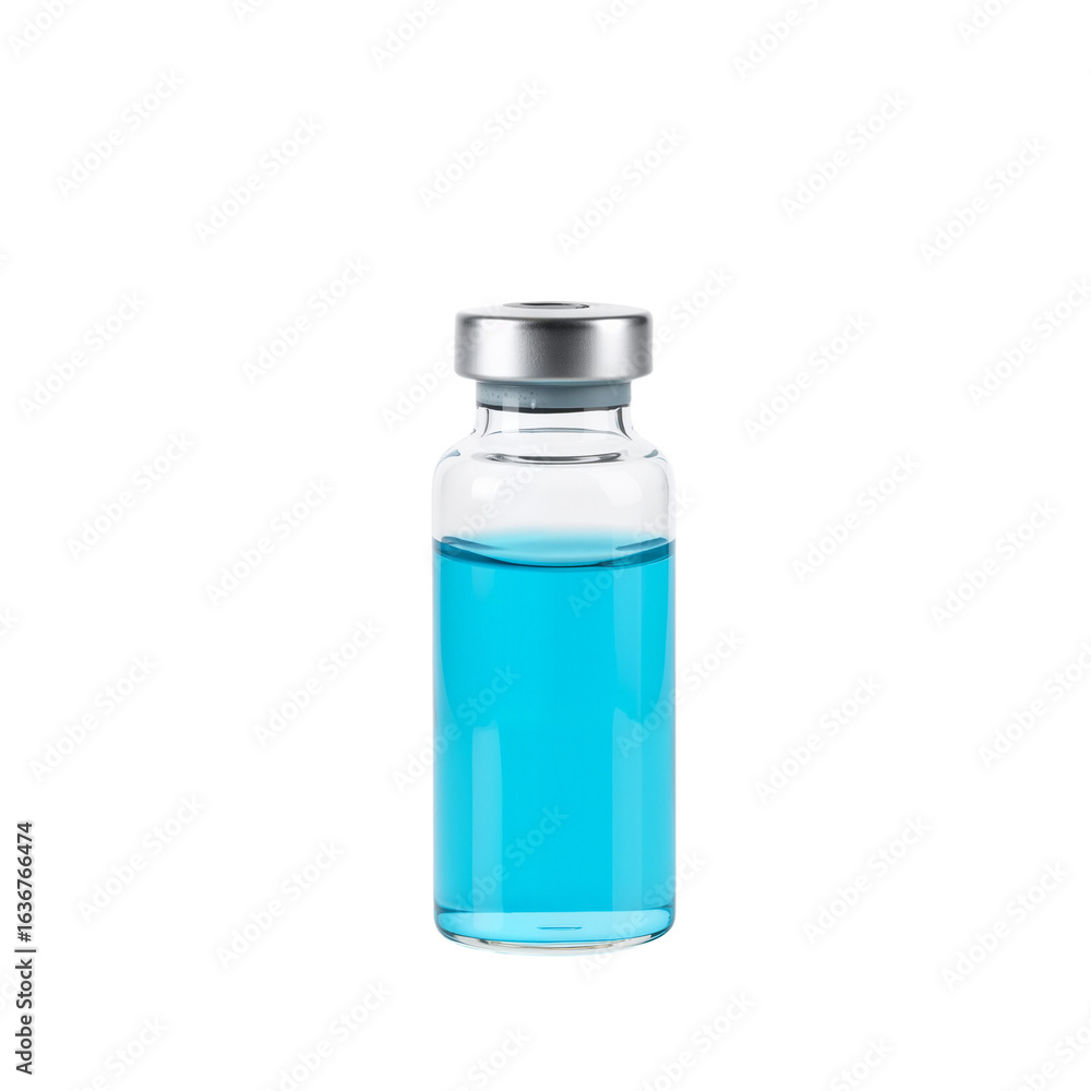 Clear Glass Vial with Blue-Tinted Liquid – Symbol of Precision, Purity, and Medical Innovation