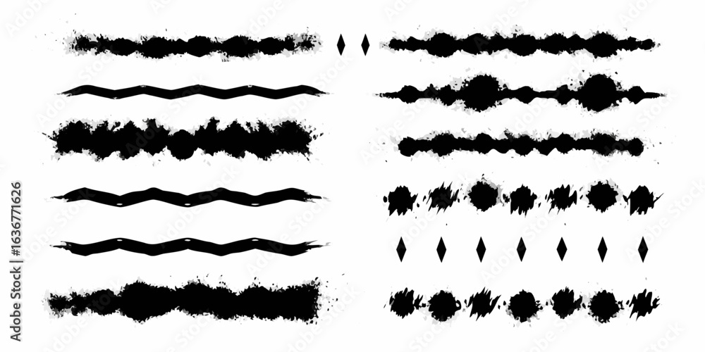 Fototapeta premium Abstract grunge brush stroke borders and decorative elements