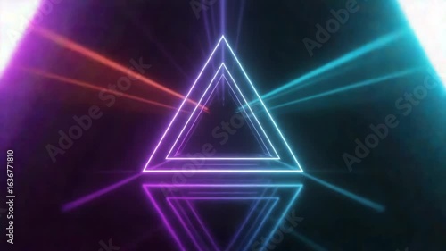 Wallpaper Mural Glowing neon triangles form a futuristic tunnel, illuminated by vibrant pink, purple, and blue hues, creating a mesmerizing visual experience Torontodigital.ca
