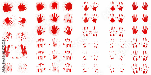 Collection of red blood handprints and splatters