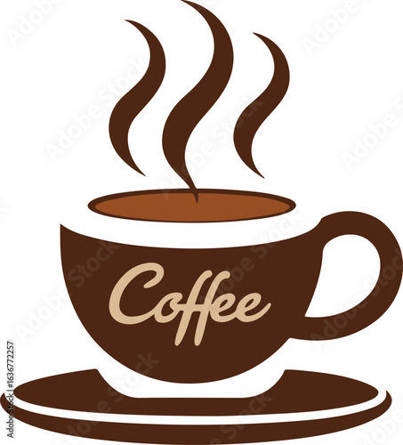 Aromatic Coffee Cup Illustration with the Text Coffee and Curling Steam for a Cafe