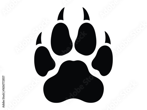 Tranquil Paw Print: A stark black paw print, a bold symbol of a primal connection to the wild. This art captures the essence of animal tracking, a timeless echo of wild journey.