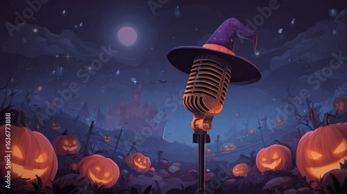 a microphone with a witch hat on it