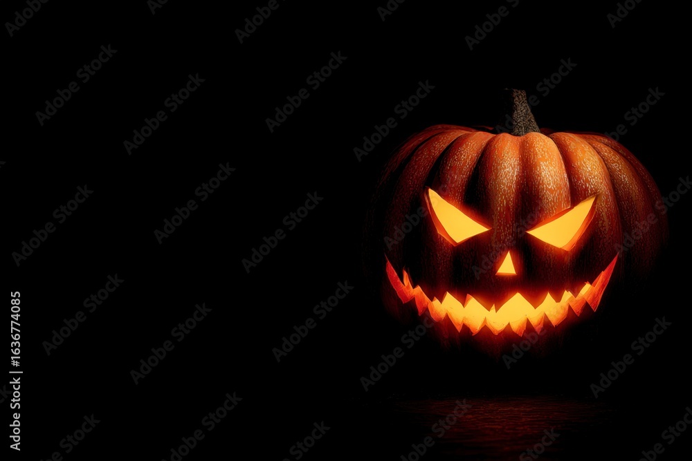 Fototapeta premium Jack O Lantern Glowing in Dark
