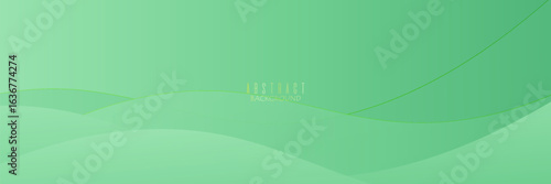 Modern green gradient background with waves. vector