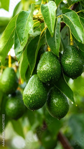 Close-up of avocados on a tree