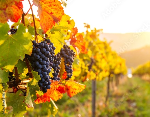 Autumn vineyard with grapes