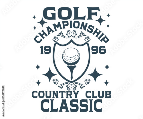 Retro Golf Championship Logo Design Vintage Vector Badge for Country Club and Tournament Branding