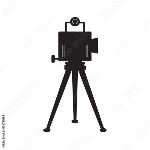 Bellows Camera On Tripod Stand Silhouette Design