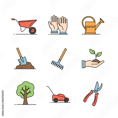 Collection of gardening tools and supplies for home gardeners and outdoor activities