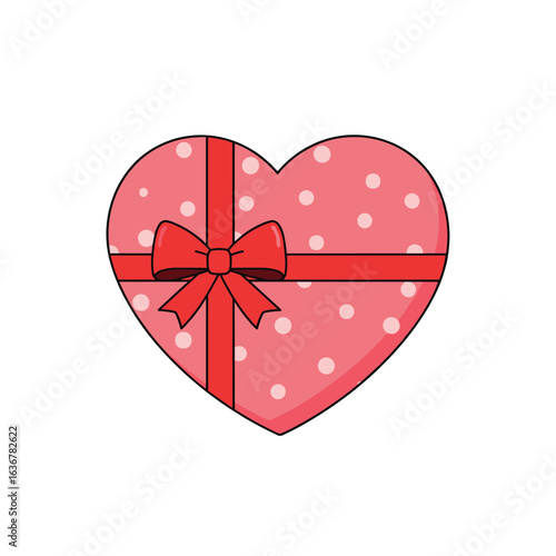 A beautifully decorated heart shaped gift box tied with a satin ribbon and bow
