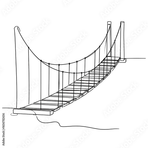 Simple line drawing of a suspension bridge