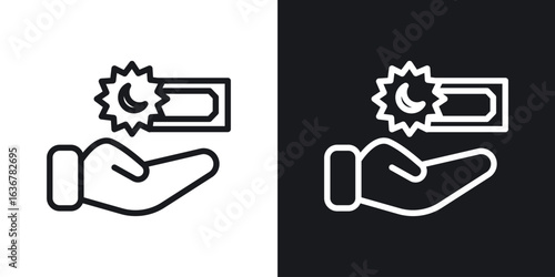 Zakat with money gift icons. Illustration of outline icons