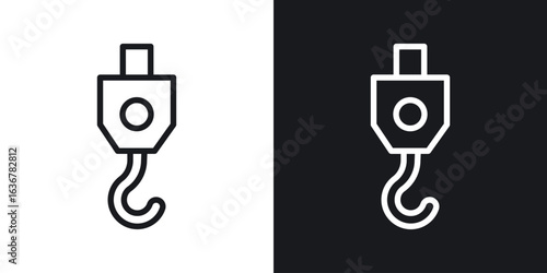 Winch hook icons. Illustration of outline icons
