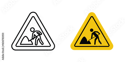 Under construction signs. Illustration of outline icons