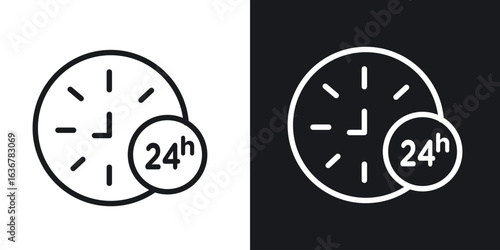 Twenty four hours icons. Illustration of outline icons