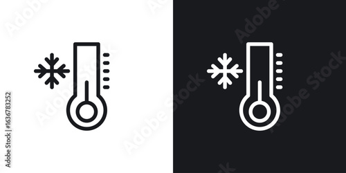 Thermometer cold icons. Illustration of outline icons