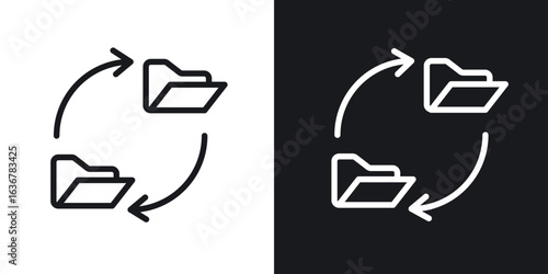 Synchronization icons. Illustration of outline icons