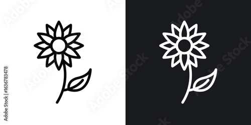 Sunflower icons. Illustration of outline icons