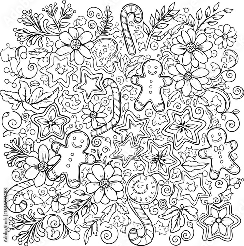 Wallpaper Mural christmas, pattern, flower, vector, floral, design, seamless, vintage, illustration, ornament, decoration, art, wallpaper, nature, decor, texture, element, flowers, mandala, leaf, retro, ornate, lace, Torontodigital.ca