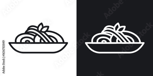 Spaghetti pasta icons. Illustration of outline icons
