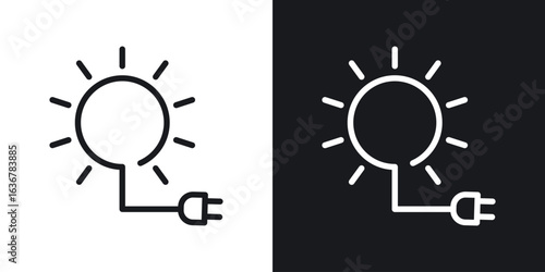 Solar energy icons. Illustration of outline icons
