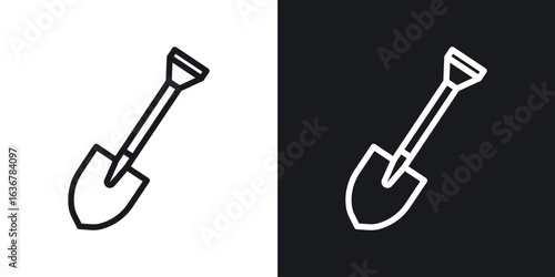 Shovel icons. Illustration of outline icons