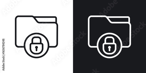 Secret folder icons. Illustration of outline icons