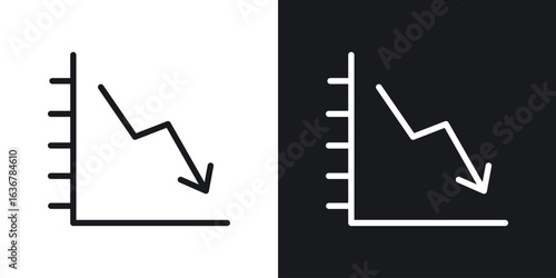 Reduction chart icons. Illustration of outline icons