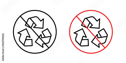 Recycle prohibition signs. Illustration of outline icons