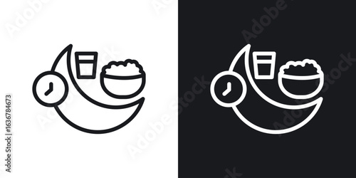 Ramadan iftar icons. Illustration of outline icons