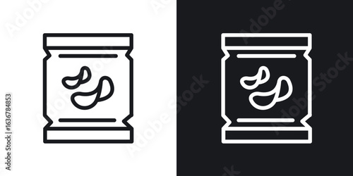 Potato chips icons. Illustration of outline icons