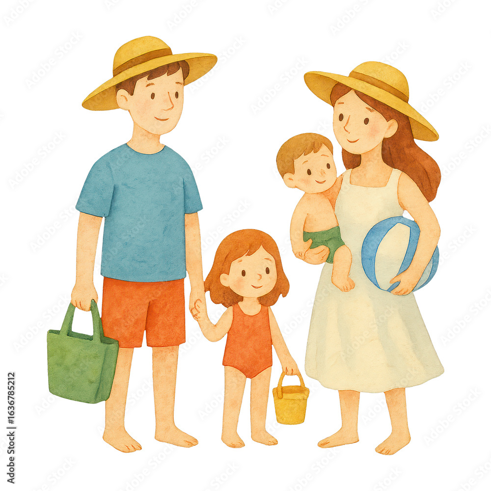 PNG Family beach day illustration. PNG Family beach day illustration.