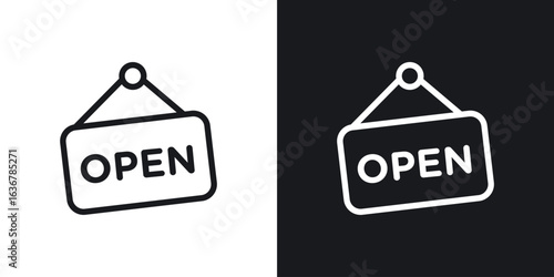 Open signs. Illustration of outline icons
