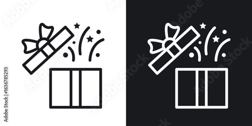 Open gift box icons. Illustration of outline icons