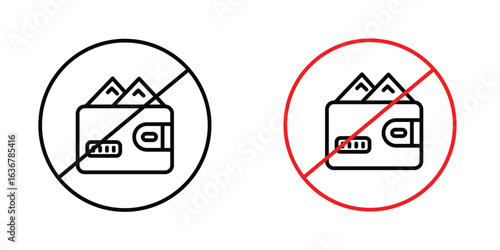 No wallet signs. Illustration of outline icons