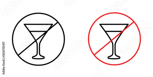 No wine signs. Illustration of outline icons