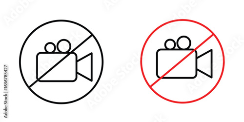 No video recording signs. Illustration of outline icons