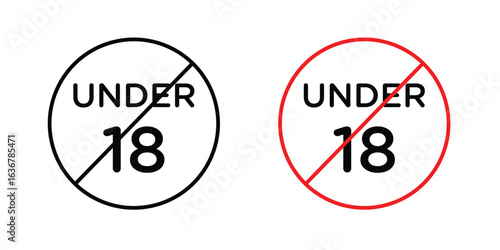 No under eighteen signs. Illustration of outline icons