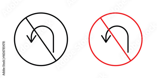 No u turn road signs. Illustration of outline icons