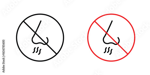 No smell signs. Illustration of outline icons